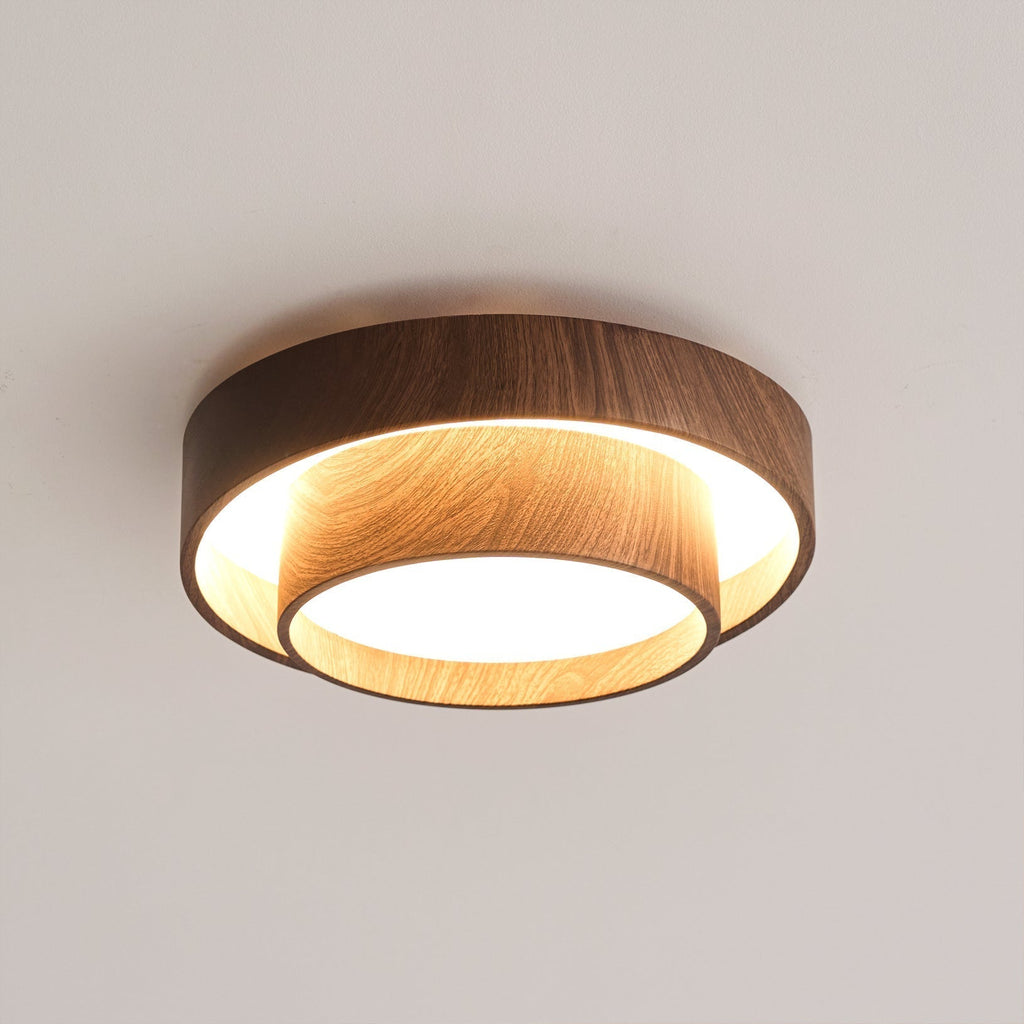 Vaako Walnuss-Finish moderne LED-Deckenlampe für Wohnräume | Temsk