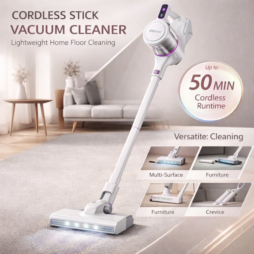 Lightweight Cordless Stick Vacuum For Home Floor Cleaning | Temsk