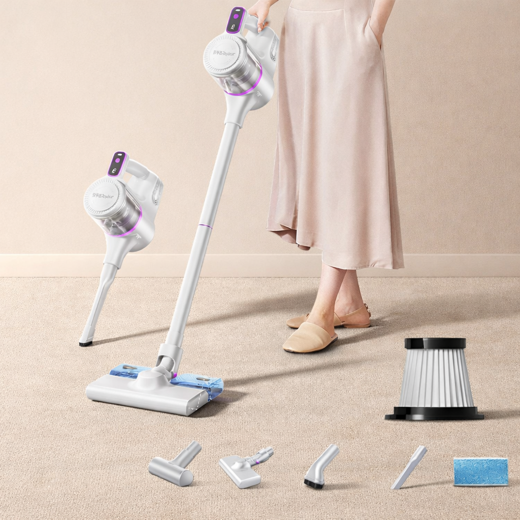 Rechargeable Stick Vacuum Cleaner With LED Display And Floor Brush | Temsk