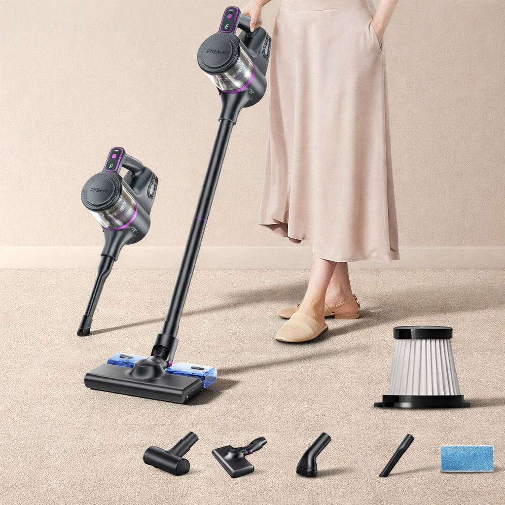 Rechargeable Stick Vacuum Cleaner With LED Display And Floor Brush | Temsk