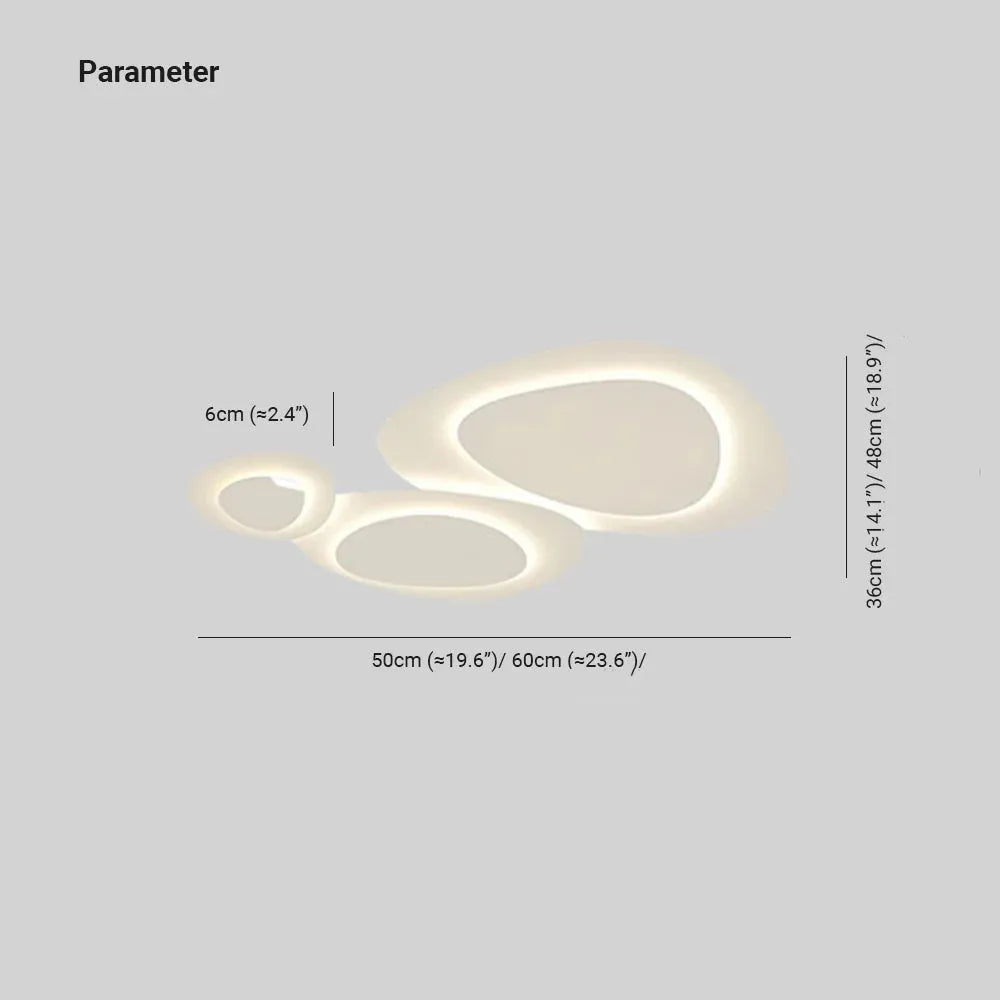 Three-Part Organic LED Ceiling Light In White Metal, Dimmable, Ideal For Living Room | Temsk