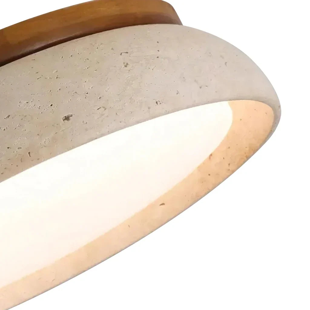Travertine Round Ceiling Lamp With Warm Diffused LED Light | Temsk