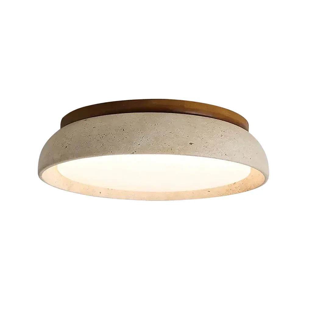 Travertine Round Ceiling Lamp With Warm Diffused LED Light | Temsk