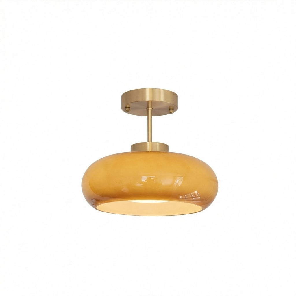 Nordic Style Vintage Copper And Amber Glass Ceiling Light Fixture | Temsk
