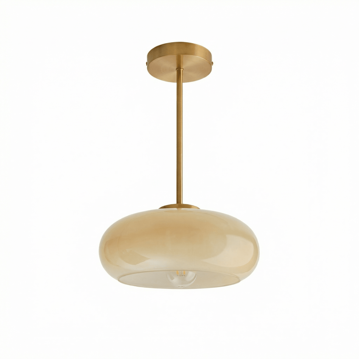 Nordic Style Vintage Copper And Amber Glass Ceiling Light Fixture | Temsk
