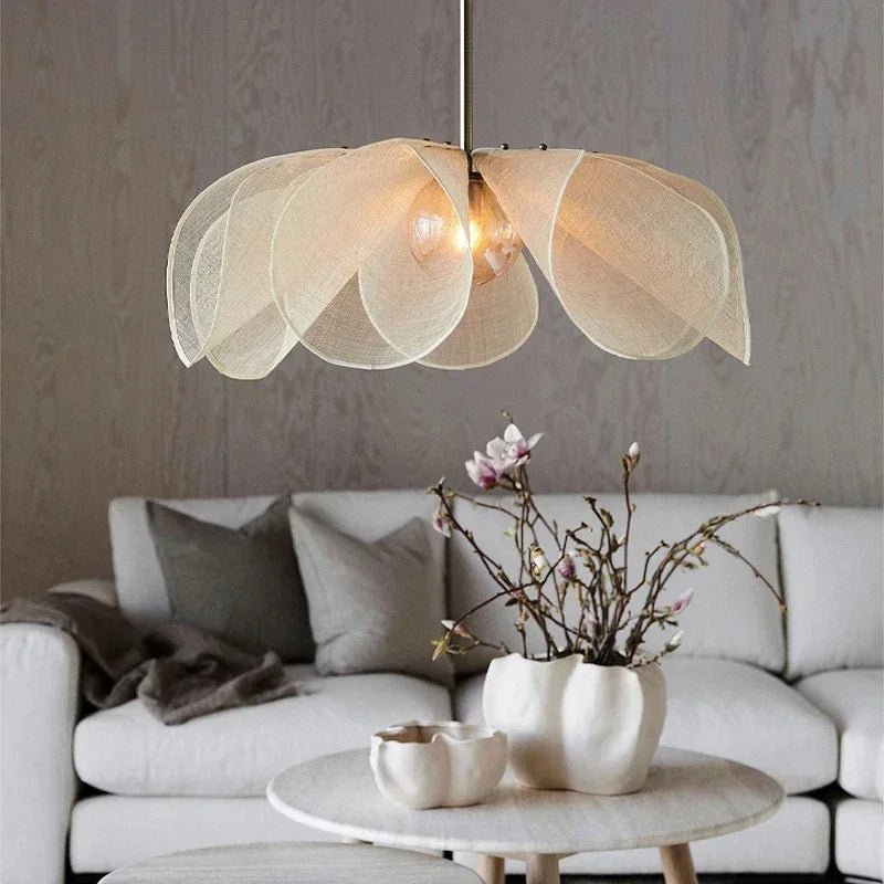 Vintage Fabric Flower Pendant Light Fixture, 12 Inches | Temsk