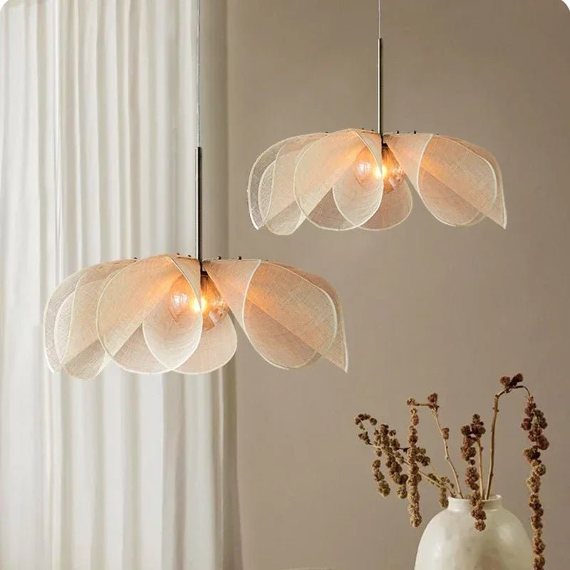 Vintage Fabric Flower Pendant Light Fixture, 12 Inches | Temsk