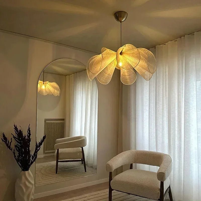 Vintage Fabric Flower Pendant Light Fixture, 12 Inches | Temsk