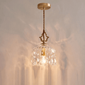 Vintage Glass Pendant Light With Brass And Crystal Accents, 12 Inches | Temsk
