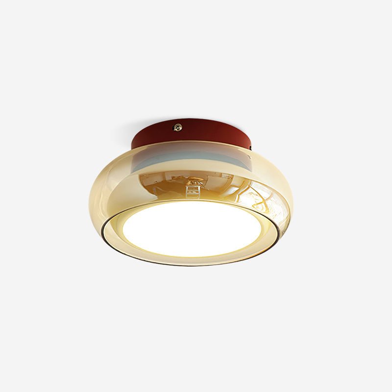 Flush Mount Vintage Style Ceiling Light With Round Glass Shade | Temsk