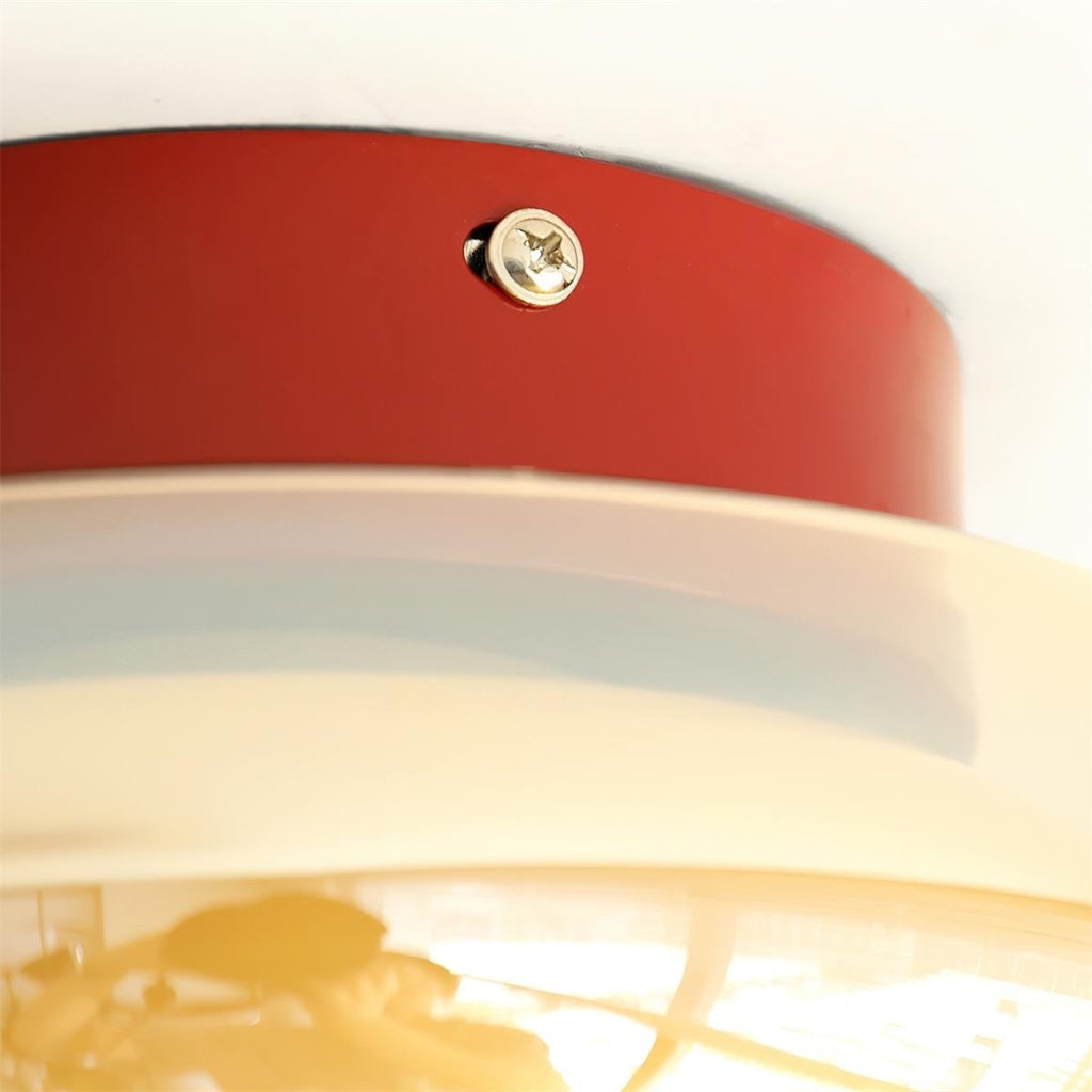 Flush Mount Vintage Style Ceiling Light With Round Glass Shade | Temsk