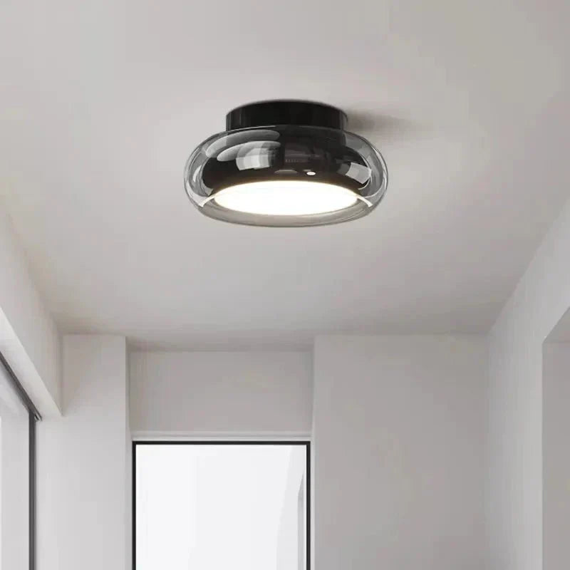 Flush Mount Vintage Style Ceiling Light With Round Glass Shade | Temsk