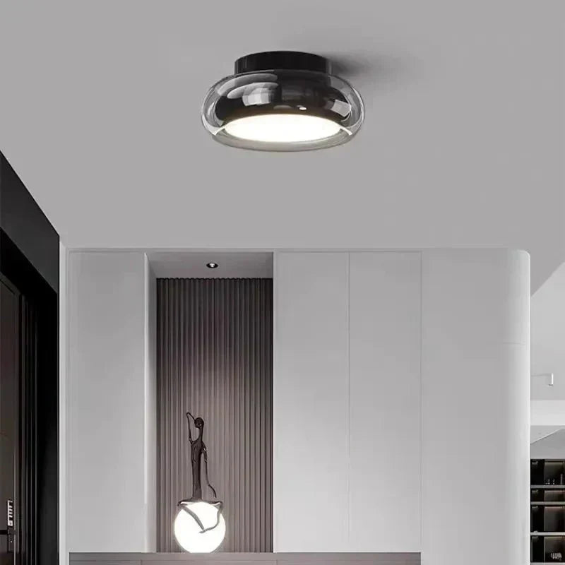 Flush Mount Vintage Style Ceiling Light With Round Glass Shade | Temsk