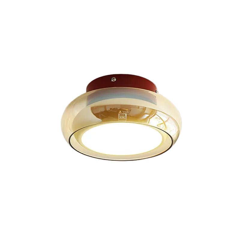 Flush Mount Vintage Style Ceiling Light With Round Glass Shade | Temsk