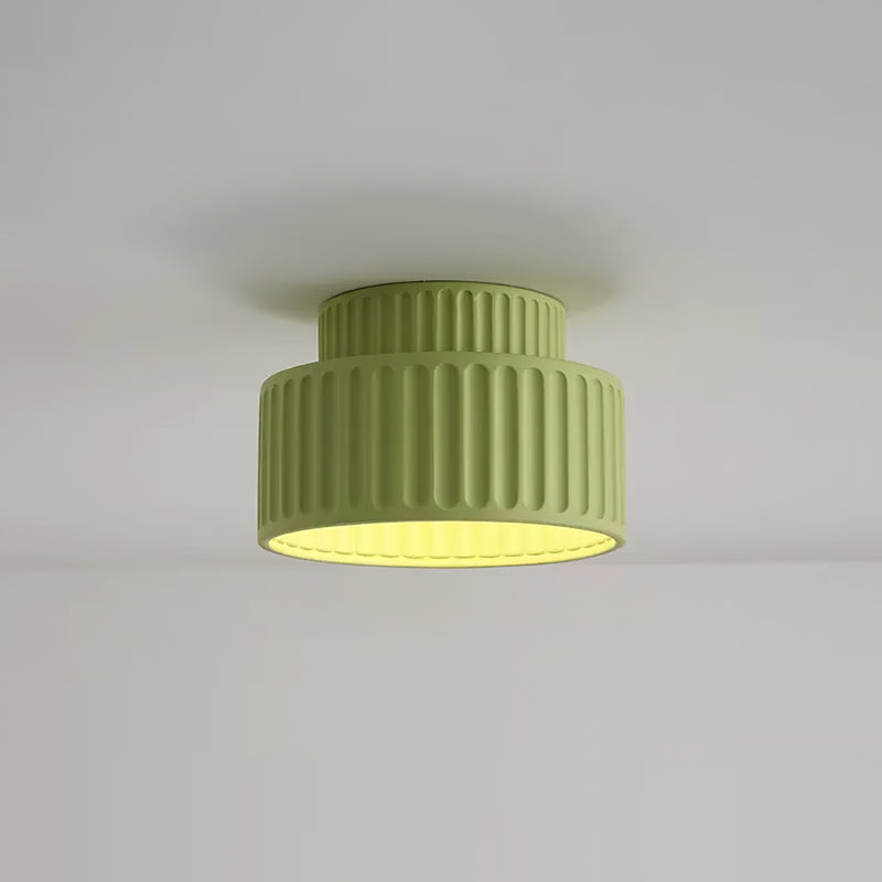 Ribbed Resin Ceiling Light E27 White Compact Retro Design Lamp For Living Room | Temsk