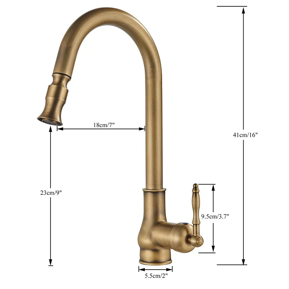 Vintage Brass Kitchen Faucet With Swivel Spout For Sinks | Temsk