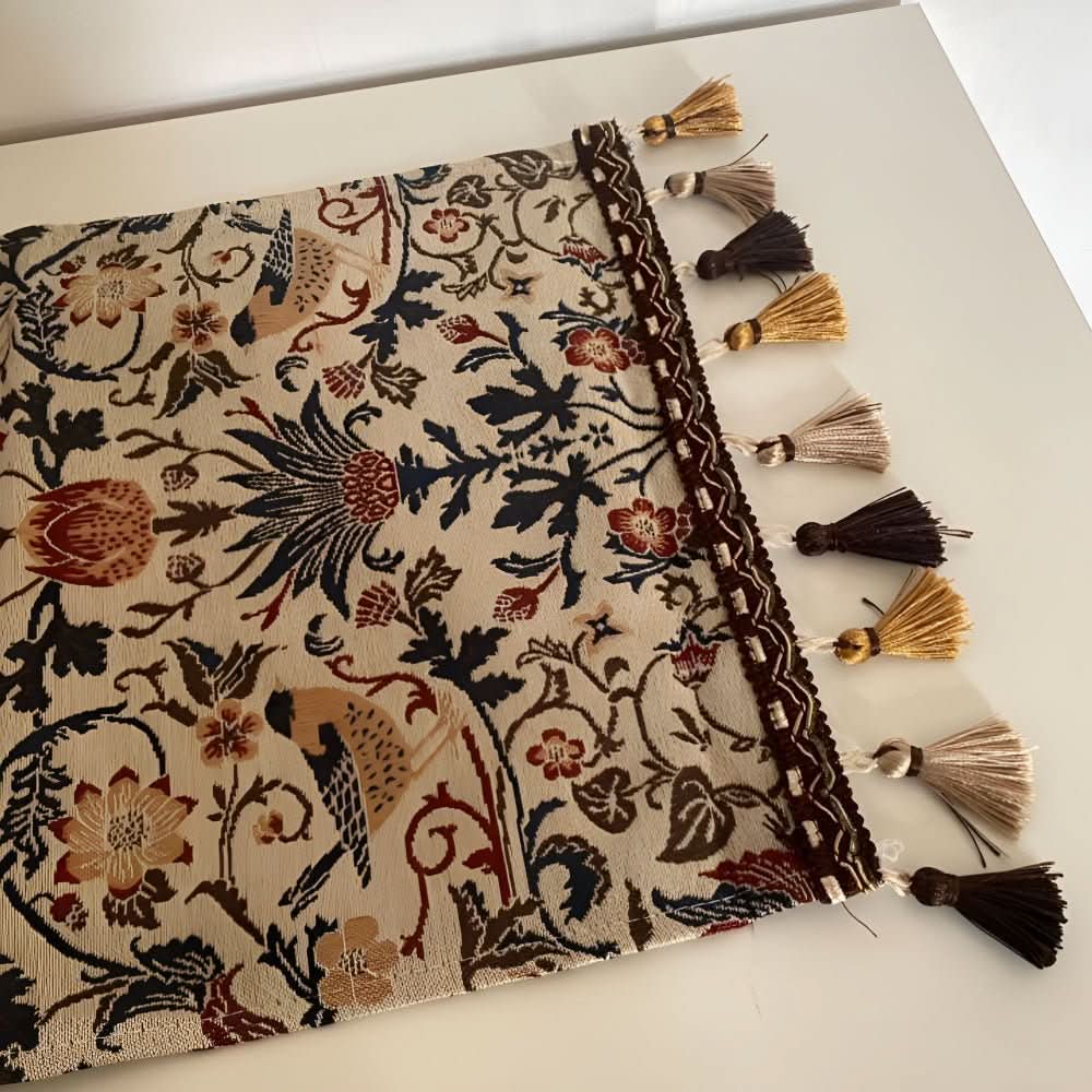 Heritage Looms Elegant Table Runner With Floral And Bird Motif | Temsk