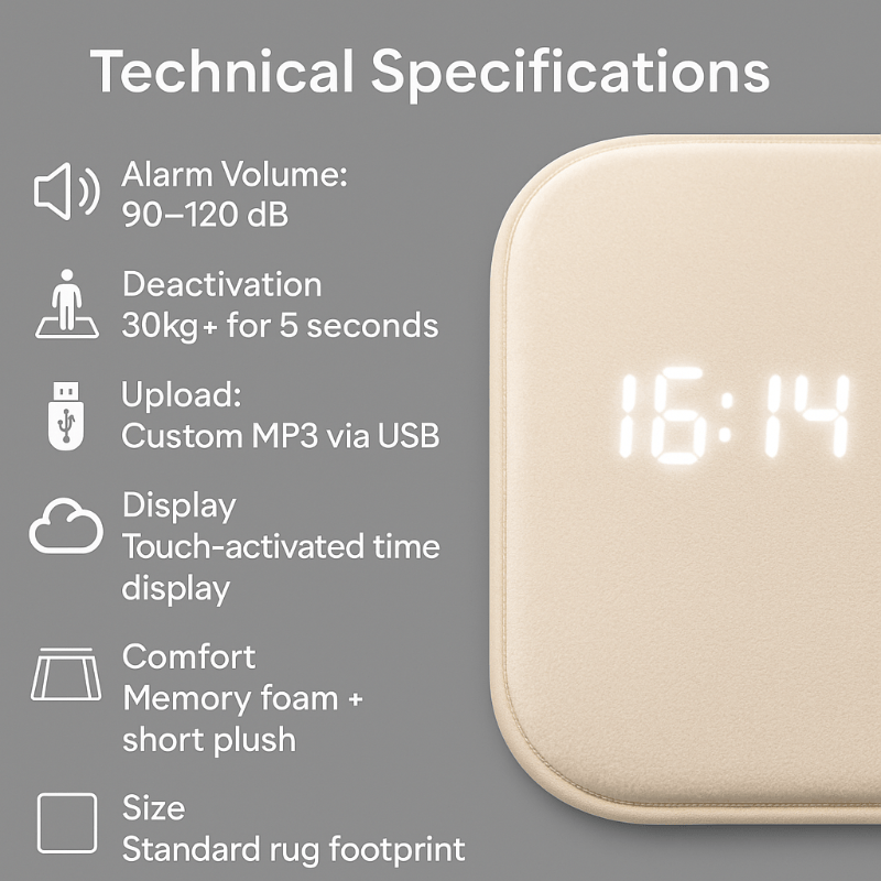 FloorPulse Intelligent Carpet Alarm Clock With Pressure Sensor for Heavy Sleepers | Temsk