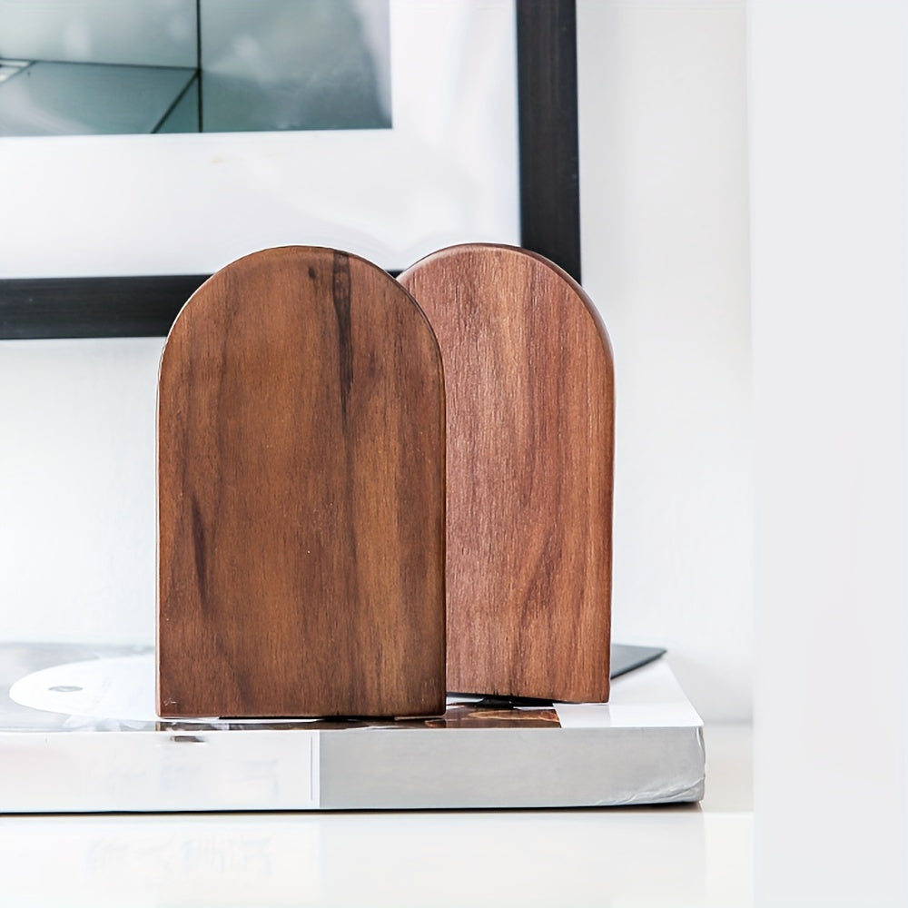 Black Walnut Wooden Bookends For Heavy Duty Desk Organization | Temsk