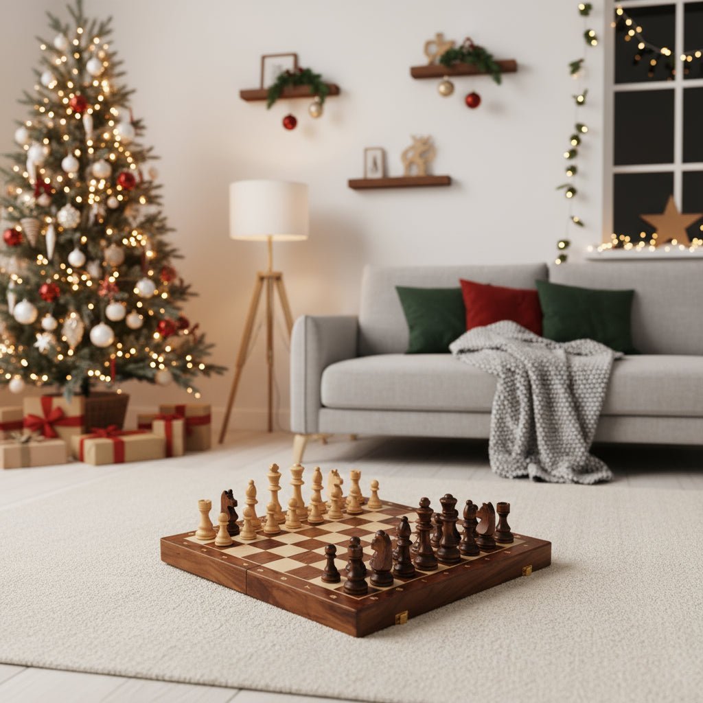 AuroraChess Premium Wooden Chess Set With Foldable Walnut Board | Temsk