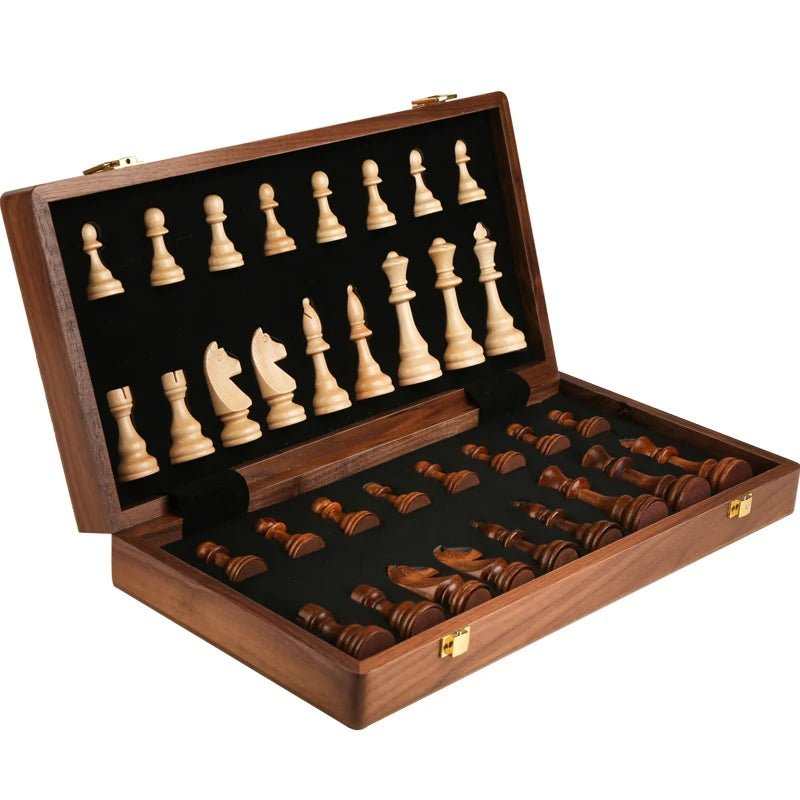 AuroraChess Premium Wooden Chess Set With Foldable Walnut Board | Temsk