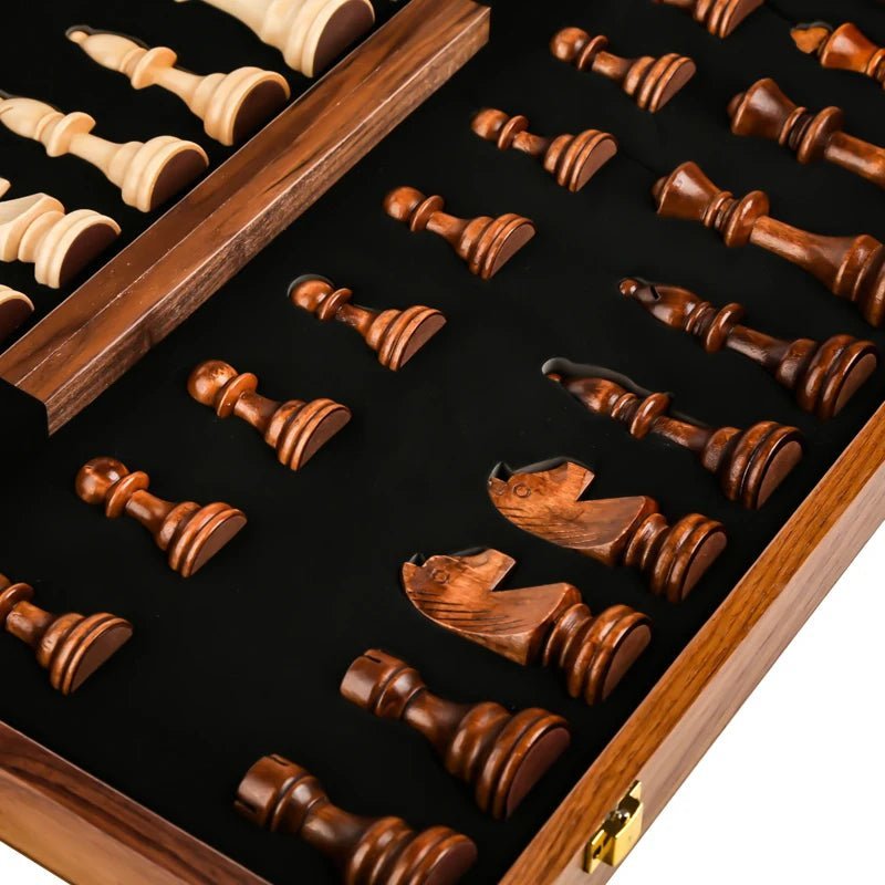 AuroraChess Premium Wooden Chess Set With Foldable Walnut Board | Temsk