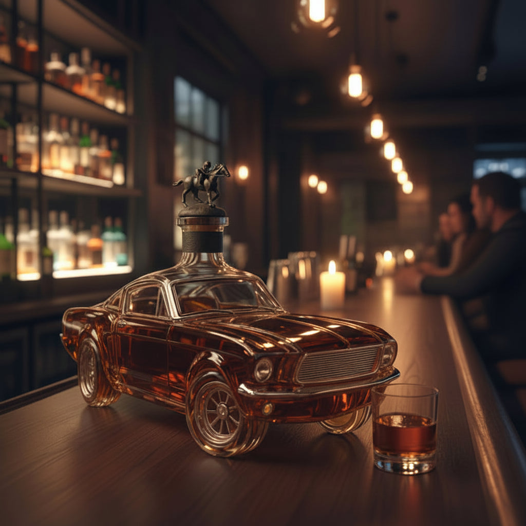 Whiskey-Dekanterglas in Autoform für Heimbar-Dekor | Temsk