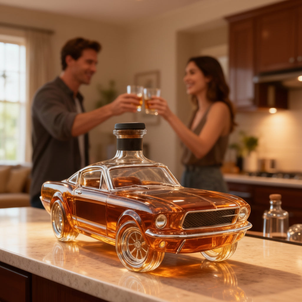 Whiskey-Dekanterglas in Autoform für Heimbar-Dekor | Temsk