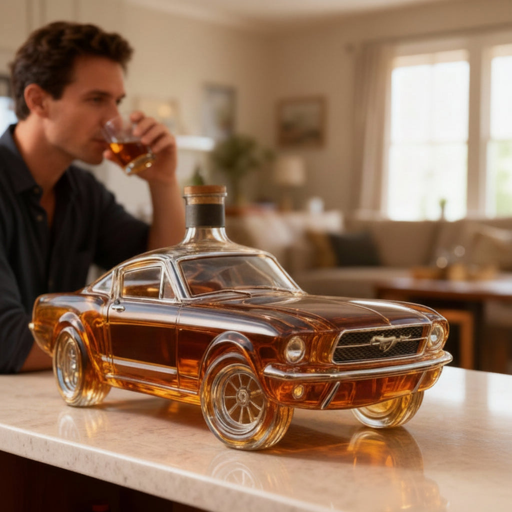 Whiskey-Dekanterglas in Autoform für Heimbar-Dekor | Temsk