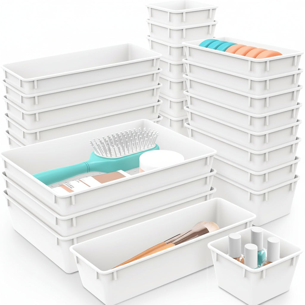 Plastic Drawer Organizer Tray Set For Kitchen, Office And Bathroom | Temsk