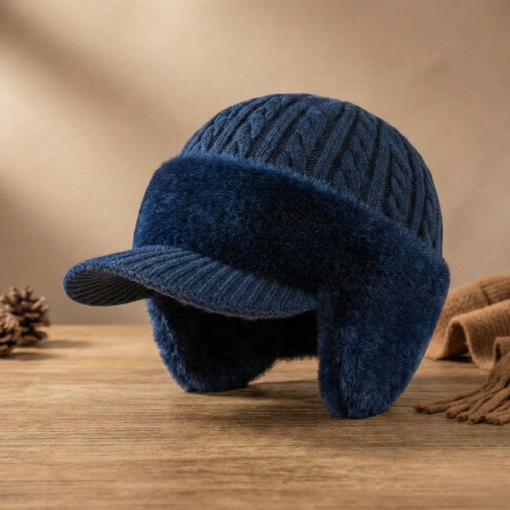 Gemütliche Strickmütze mit Ohrenklappen im Trapper-Design für kaltes Wetter | Temsk