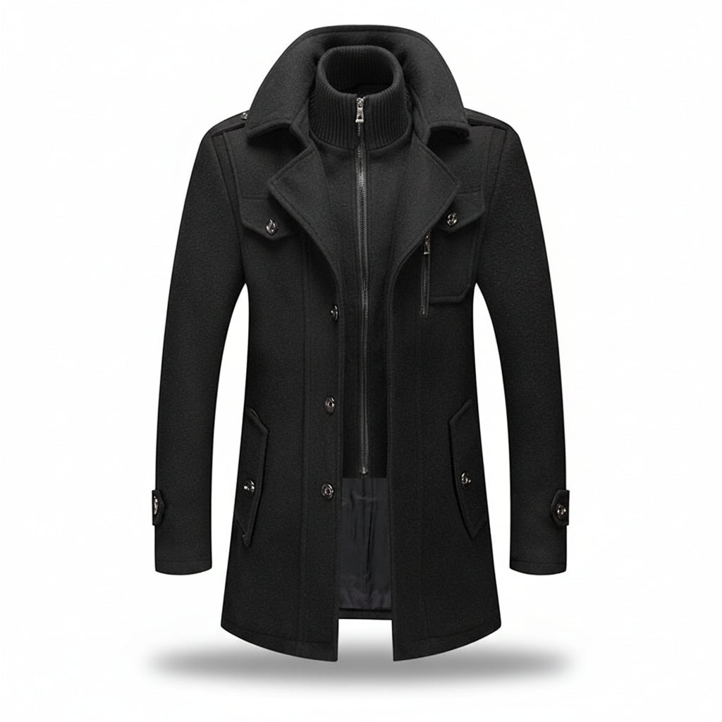 Men's Insulated Blend Winter Trench Coat Long Jacket | Temsk