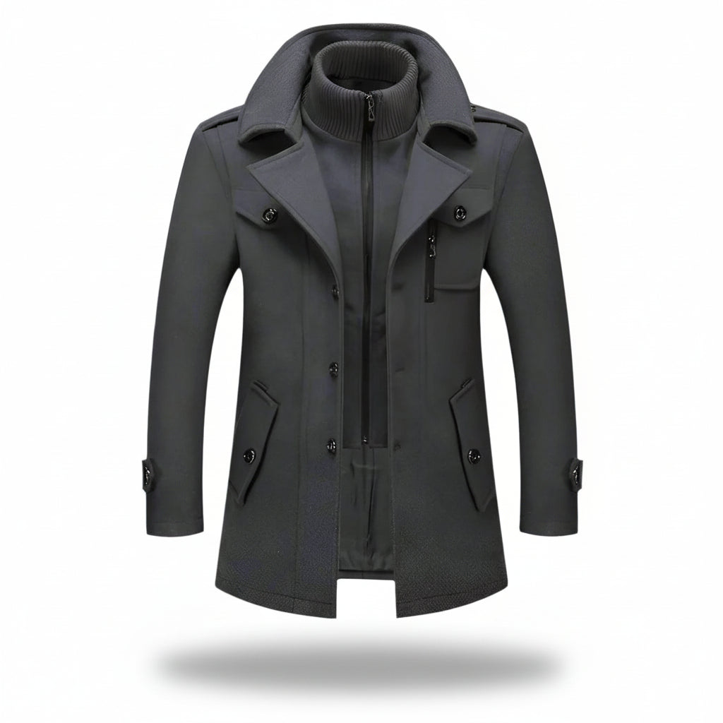 Men's Insulated Blend Winter Trench Coat Long Jacket | Temsk