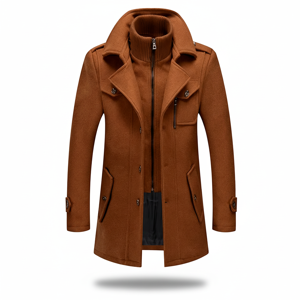 Men's Insulated Blend Winter Trench Coat Long Jacket | Temsk