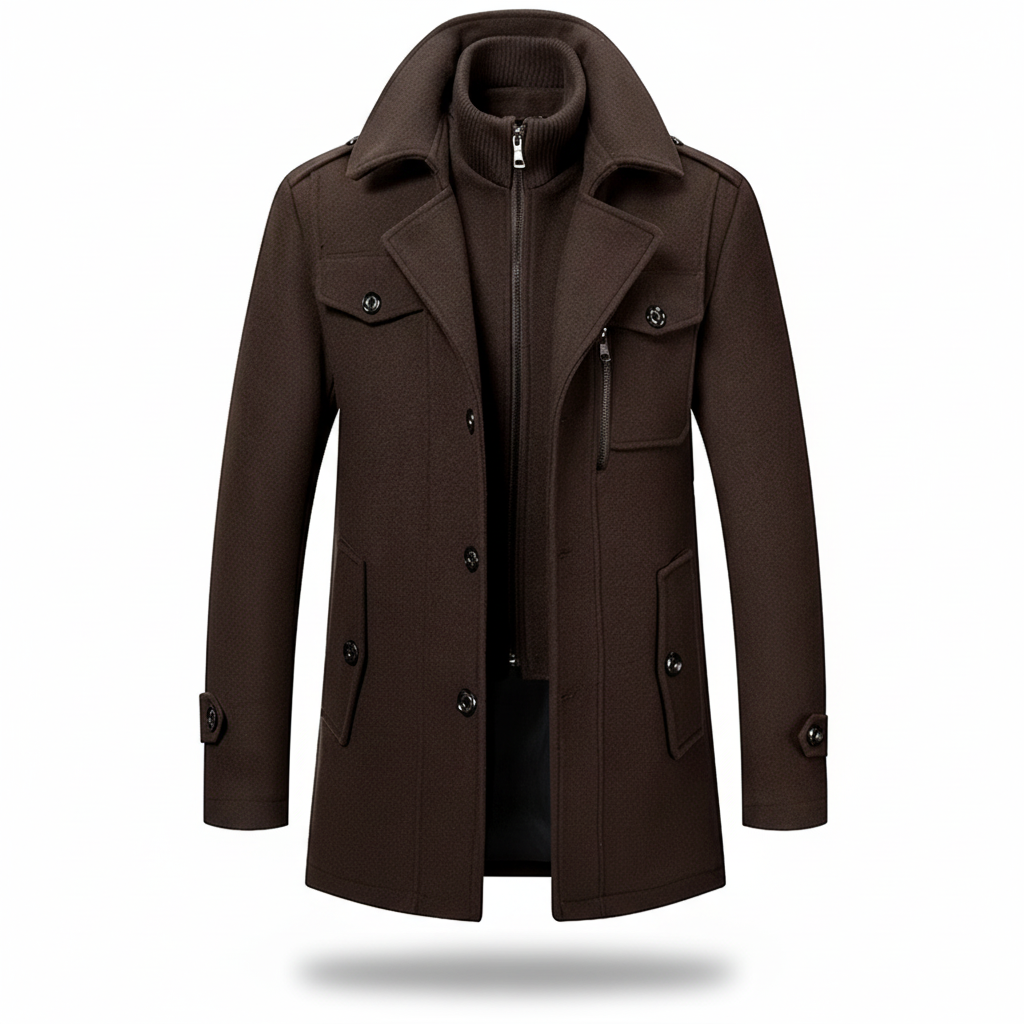 Men's Insulated Blend Winter Trench Coat Long Jacket | Temsk