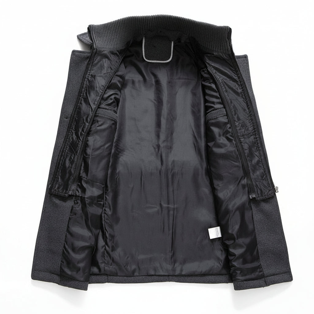 Men's Insulated Blend Winter Trench Coat Long Jacket | Temsk