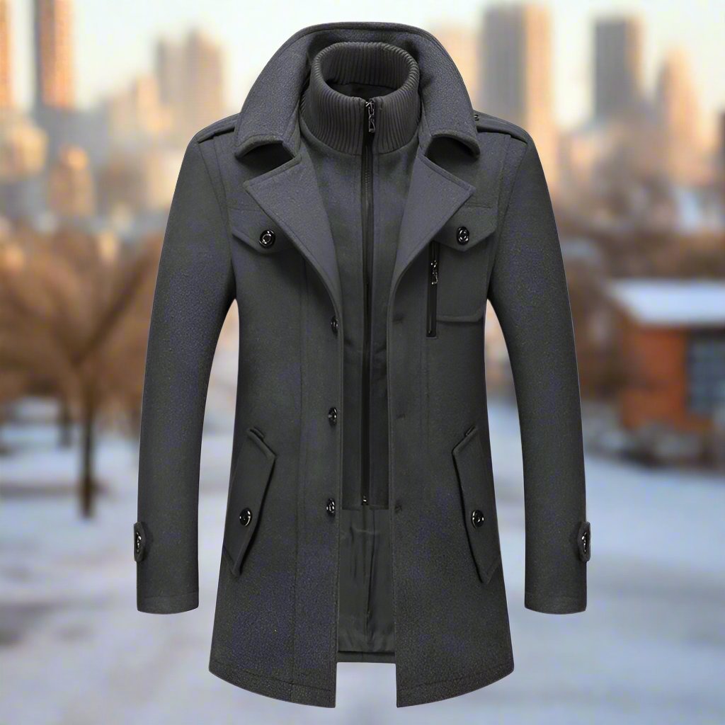 Men's Insulated Blend Winter Trench Coat Long Jacket | Temsk