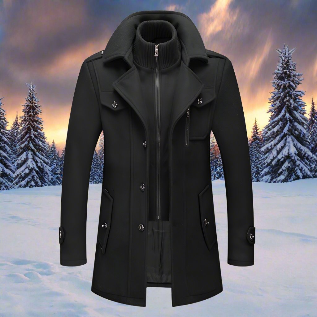 Men's Insulated Blend Winter Trench Coat Long Jacket | Temsk