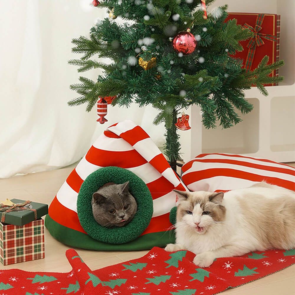 HolidayHaven Soft Christmas Cat Bed For Festive Living Spaces | Temsk