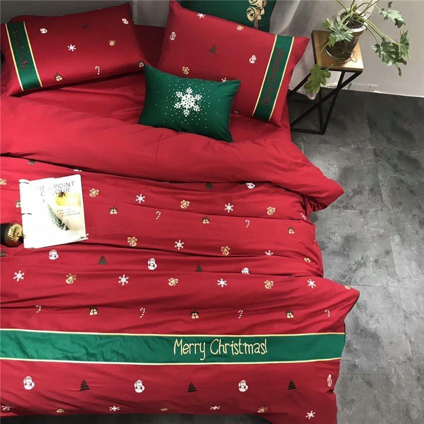 NordicLoom Christmas Bedding Set From 100 Percent Egyptian Cotton With Percale Weave | Temsk