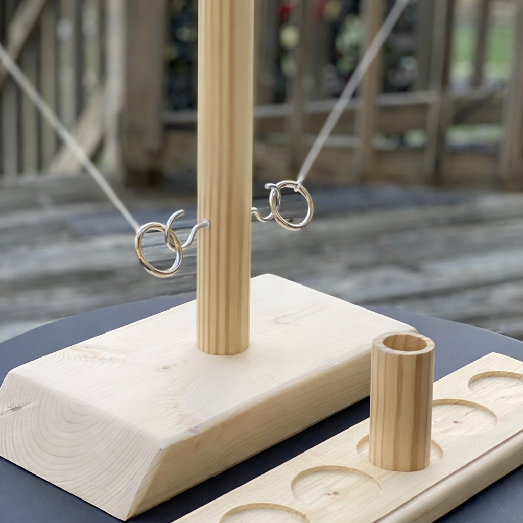 Wooden Ring Toss Party Game With Hook For Tabletop Fun Time | Temsk