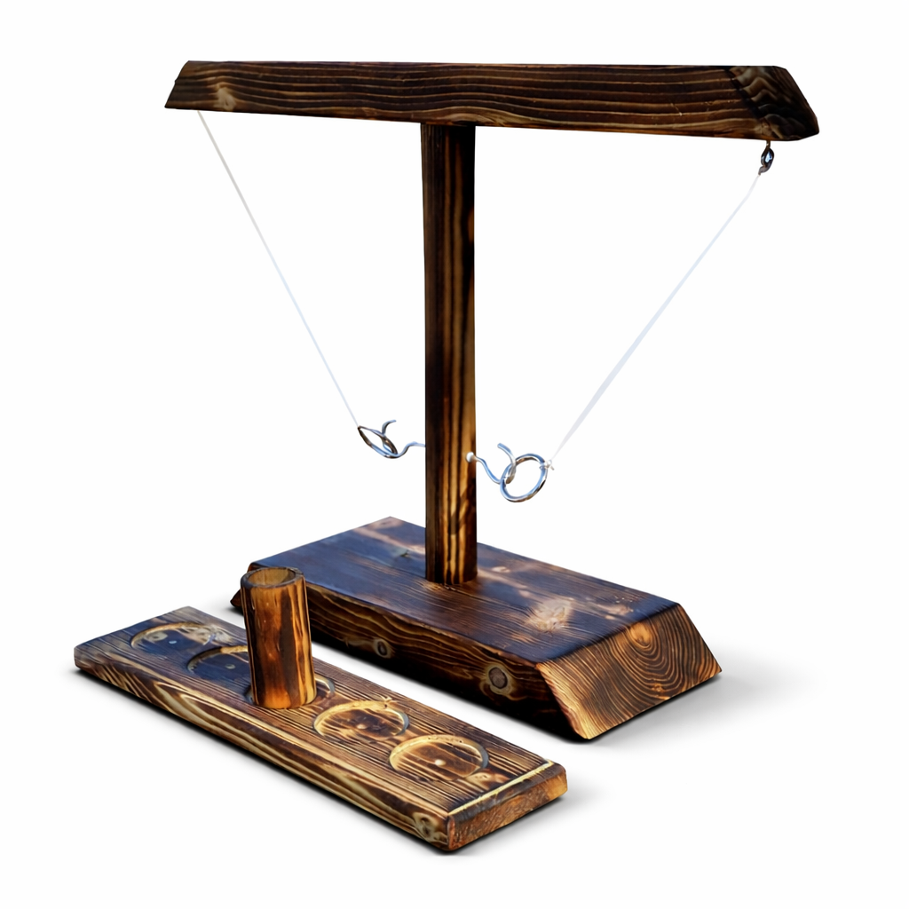 Wooden Ring Toss Party Game With Hook For Tabletop Fun Time | Temsk