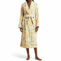 Floral Flannel Bathrobe With Shawl Collar And Tie Waist | Temsk