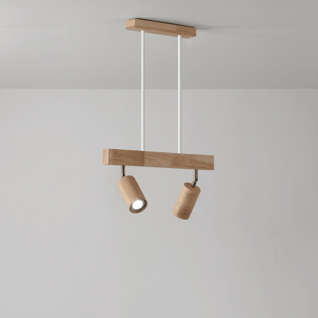 WoodLumen Minimalist Solid Wood LED Ceiling Lamp With Adjustable Direction | Temsk
