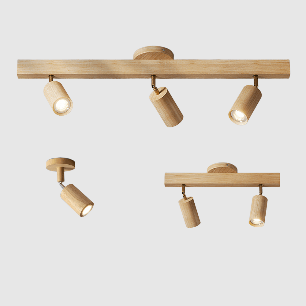 WoodLumen Minimalist Solid Wood LED Ceiling Lamp With Adjustable Direction | Temsk