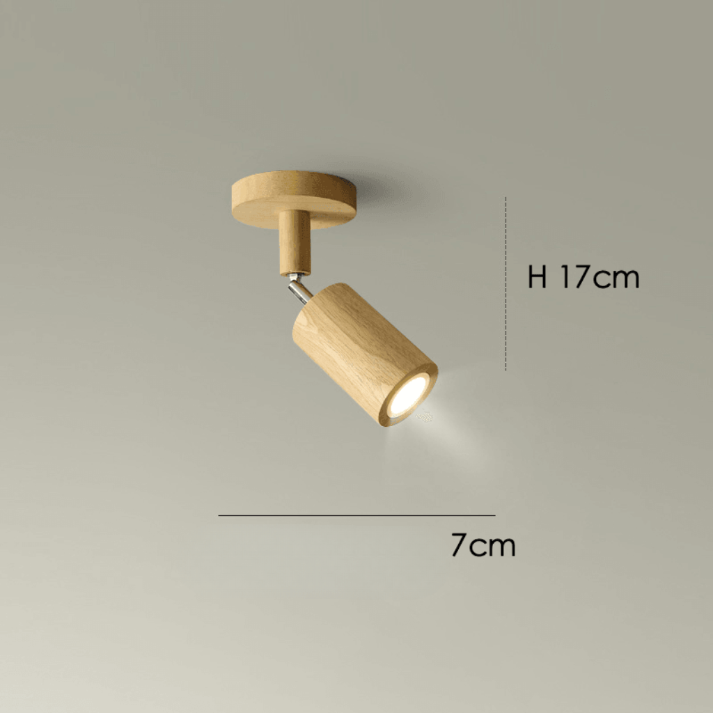 WoodLumen Minimalist Solid Wood LED Ceiling Lamp With Adjustable Direction | Temsk