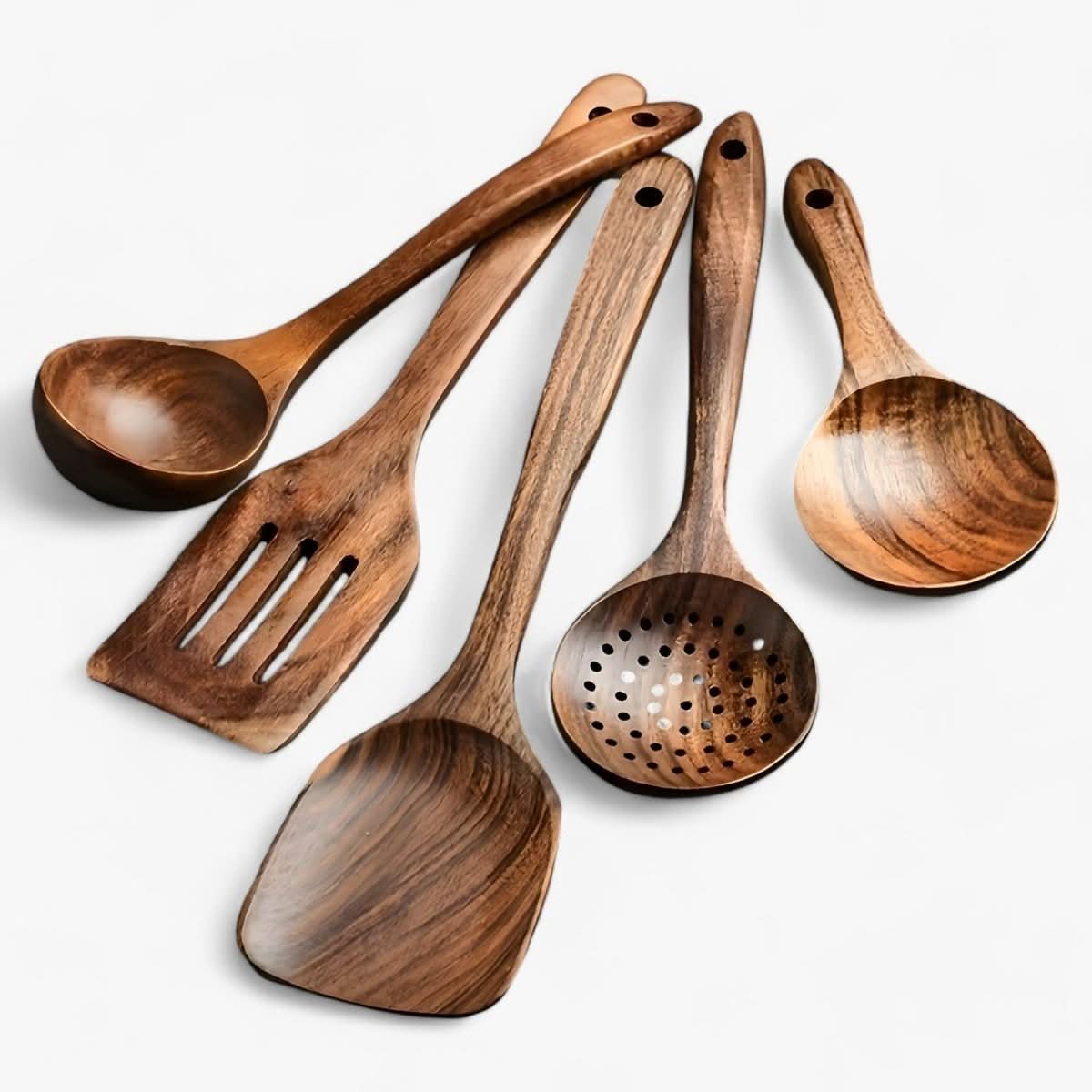 TimberCraft Utensils - 11-Piece Wooden Kitchen Set For Safe, Scratch-Free Cooking | Temsk