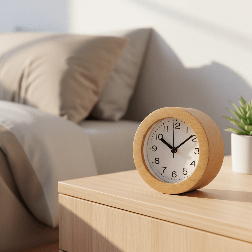 SereneOak Silent Wooden Alarm Clock For Cozy Bedrooms | Temsk