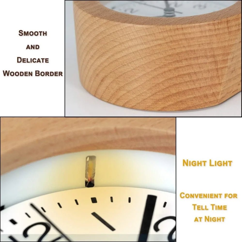 SereneOak Silent Wooden Alarm Clock For Cozy Bedrooms | Temsk