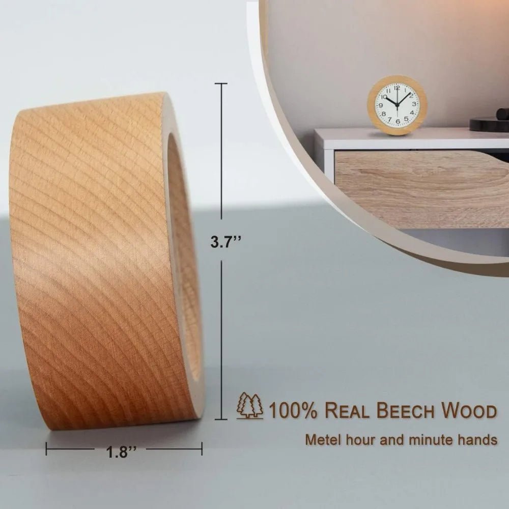 SereneOak Silent Wooden Alarm Clock For Cozy Bedrooms | Temsk